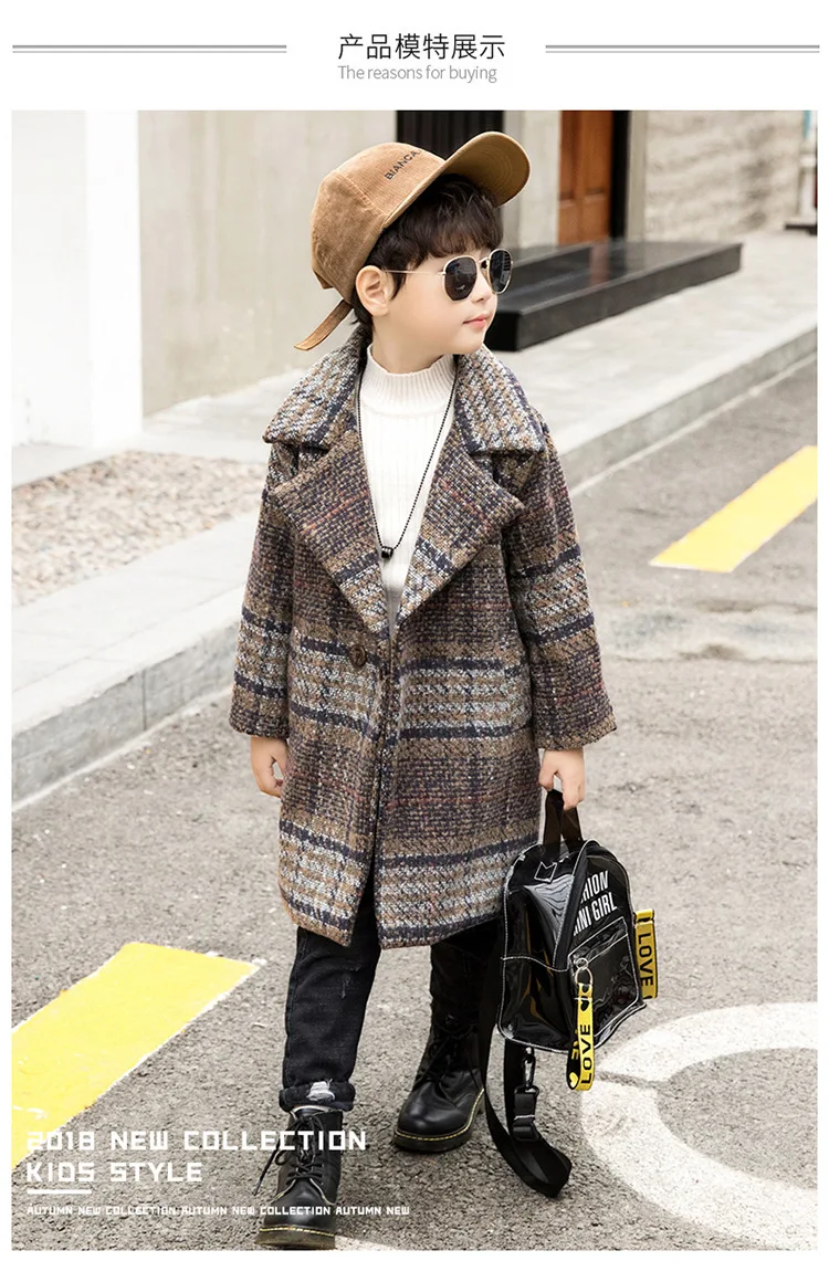 Winter Jackets Boys Solid Woolen Double-breasted Baby Boy Trench Coat Lapel 3 4 5 6 7 Y Kids Outerwear Coats For Boy Windbreaker