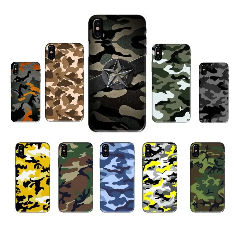 

Camouflage Military Phone Case Black Tpu For Iphone XR Xs 11 12 13 Mini Pro Max 6 7 8 Plus X 6s SE 2020 Cover