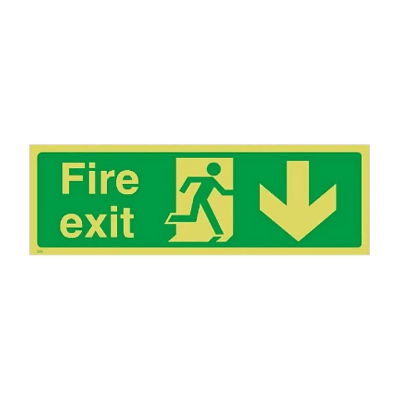 Fire Exit Sign Stickers Decal Adhesive Glow In The Dark With Direction Arrows 36 X 14cm | Дом и сад