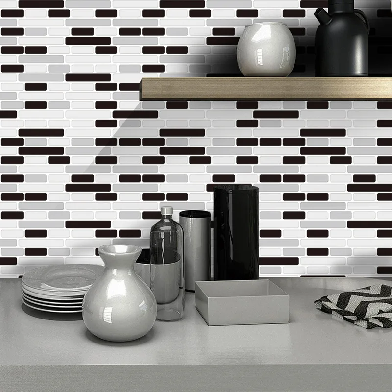 

Self-Adhesive Mosaic Tile 3D Wall Sticker Diy Kitchen Bathroom Home Decor Vinyl Decals Mixed Brown Marble Wall Decoration