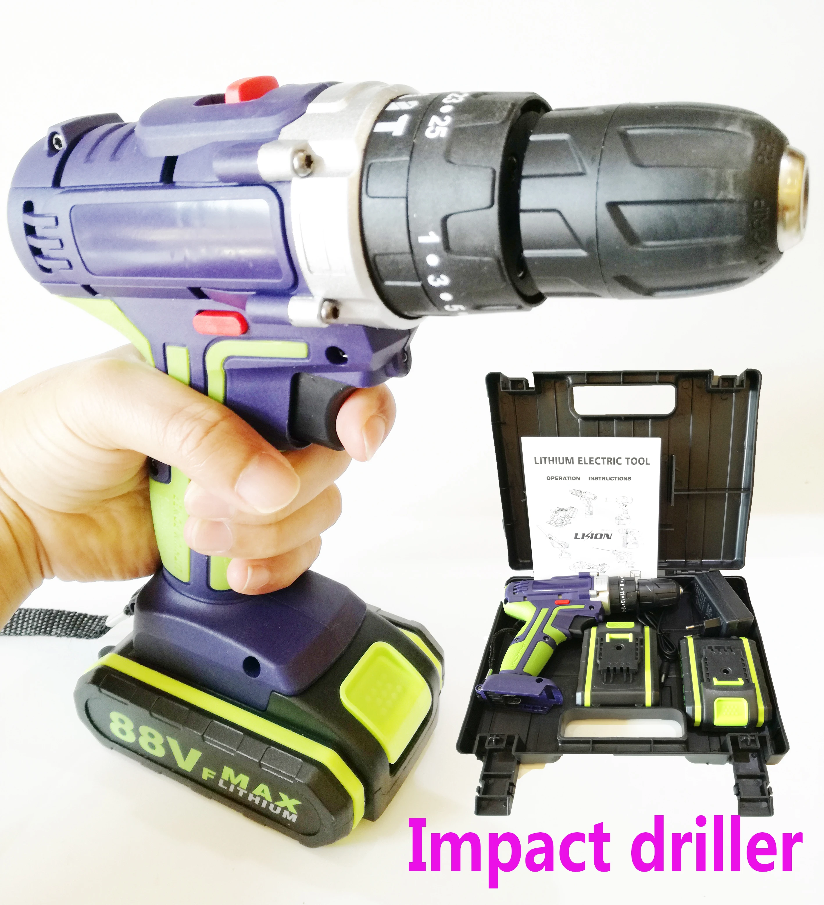 Домашняя аккумуляторная электрическая дрель с 2 батареями максимальный крутящий