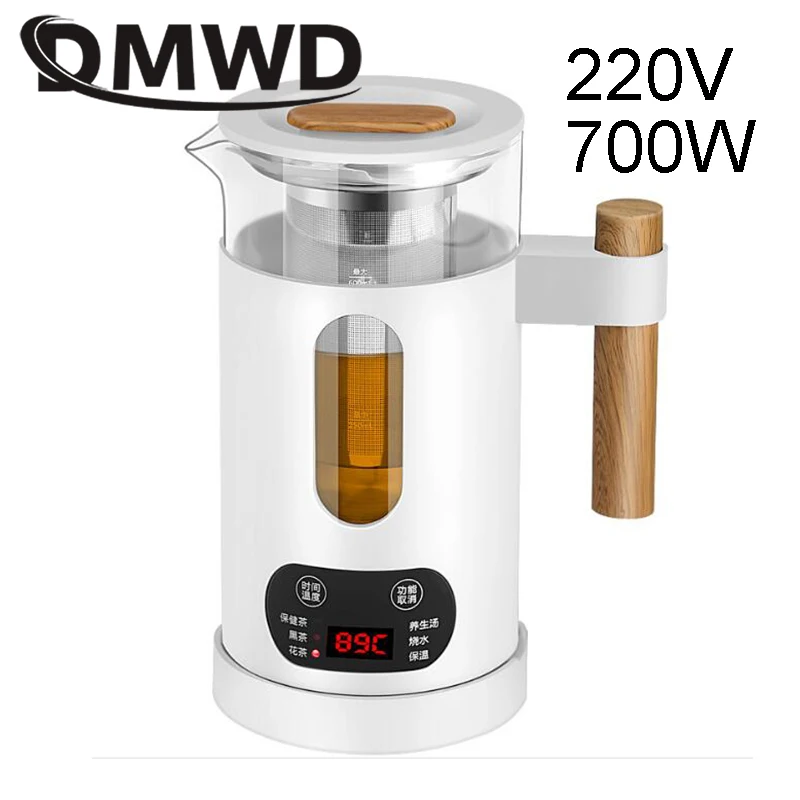 wood handle white DMWD мини многофункциональный электрический чайник из нержавеющей стали, сохраняющий здоровье, стеклянный вареный теплый чайник, грелка, бутылка - Цвет: wood handle white