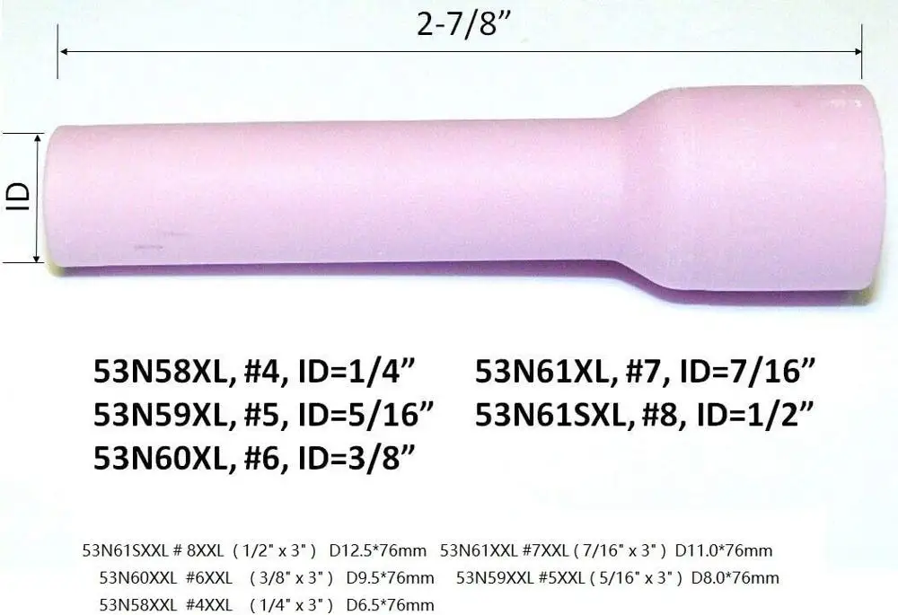 10 шт. сверхдлинные алюминиевые сопла для газовой линзы комплект 53N59XXL 53N60XXL 53N61XXL