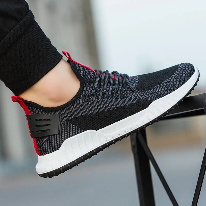 

2020 Hot Sell Fahion Summer Men's Running Shoes Flying Woven Mesh Breathable Trend Running Shoes Comfortable Lace-Up Sport Shoes