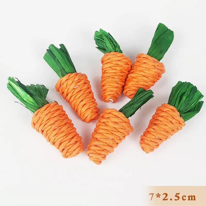 

6PCS Hamster Rabbit Chew Toy Bite Grind Teeth Toys Corn Carrot Woven Balls For Tooth Cleaning Radish Molar Toys Pet Supplies