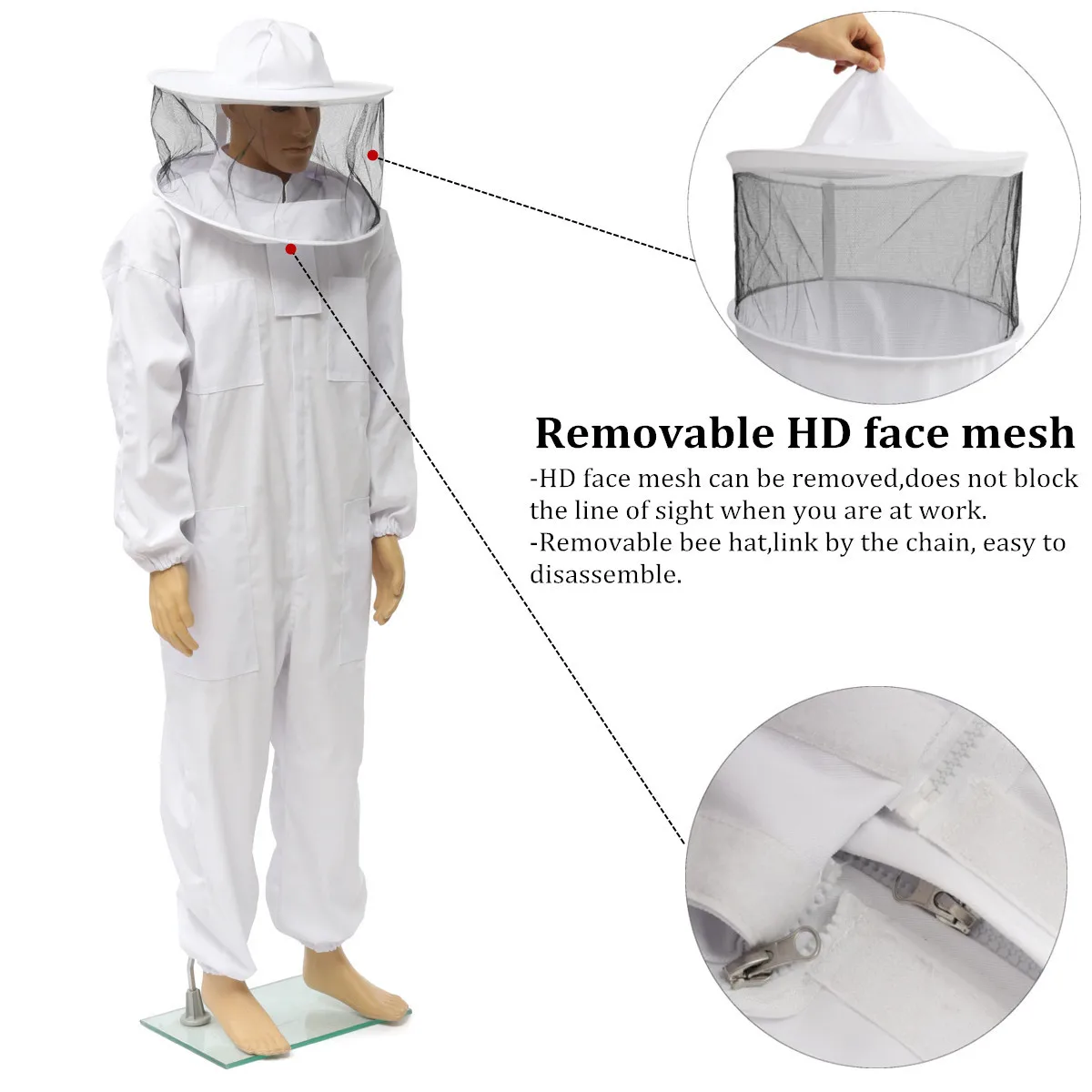 

Professional Beekeeping Clothing Beekeepers Full Body Bee Protection Beekeeping Suit Safty Veil Hat Dress All Body Equipment