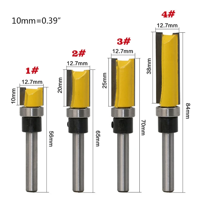 

7XEA Durable 1/4 Shank Trimming Cutter Straight Router Bit Grooving Woodworking Anti-high Temperature Industry Machine Tools