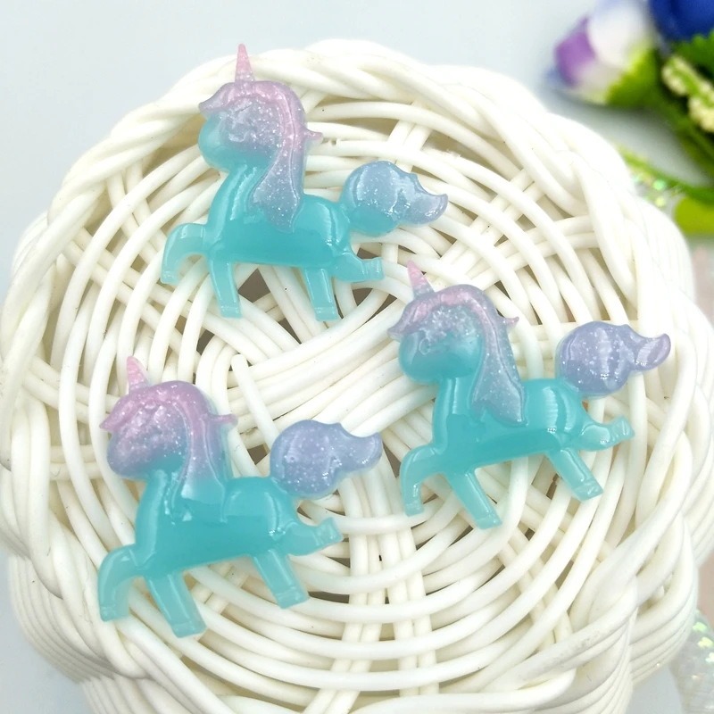 

10pcs Bright two-color star / Unicorn Resin Cabochons Accessories For Hair Clothing Shoes Planar Resin DIY Home Decoration