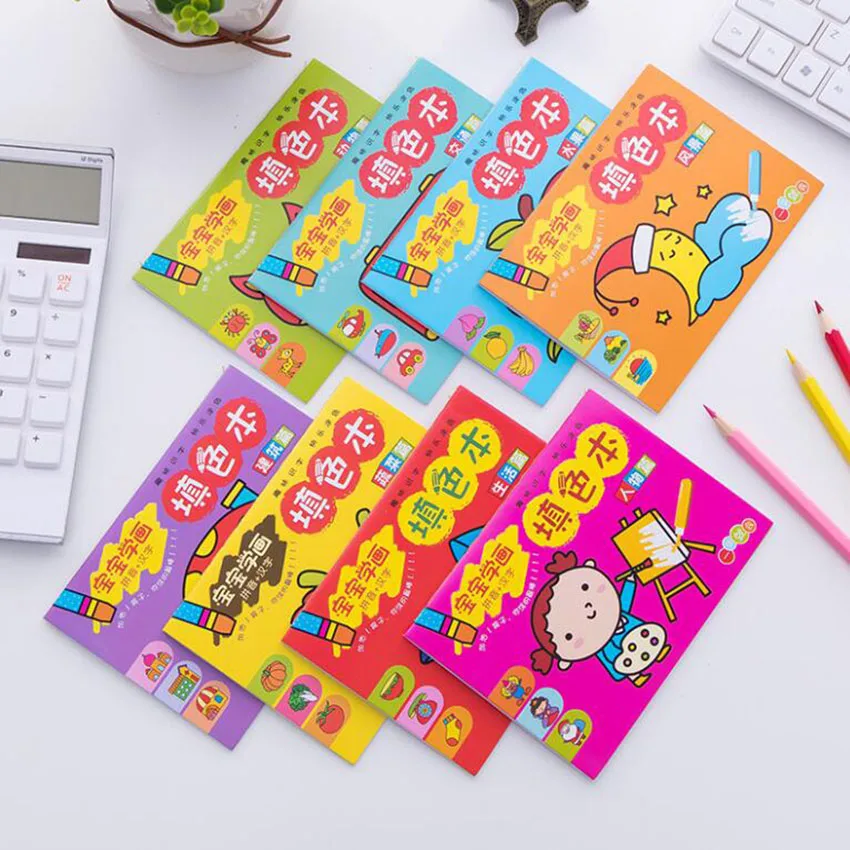 

8 раскрашивающих книжных комплектов, портативные книги A6 для рисования граффити, детские книги для рисования своими руками, книги для раскр...