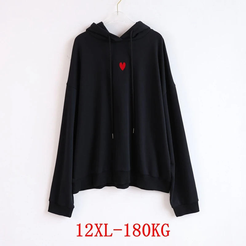 

Large size women's 12XL hooded sweatshirt plus size 8XL 9XL 10XL autumn and winter long-sleeved loose black blue gray red jacket