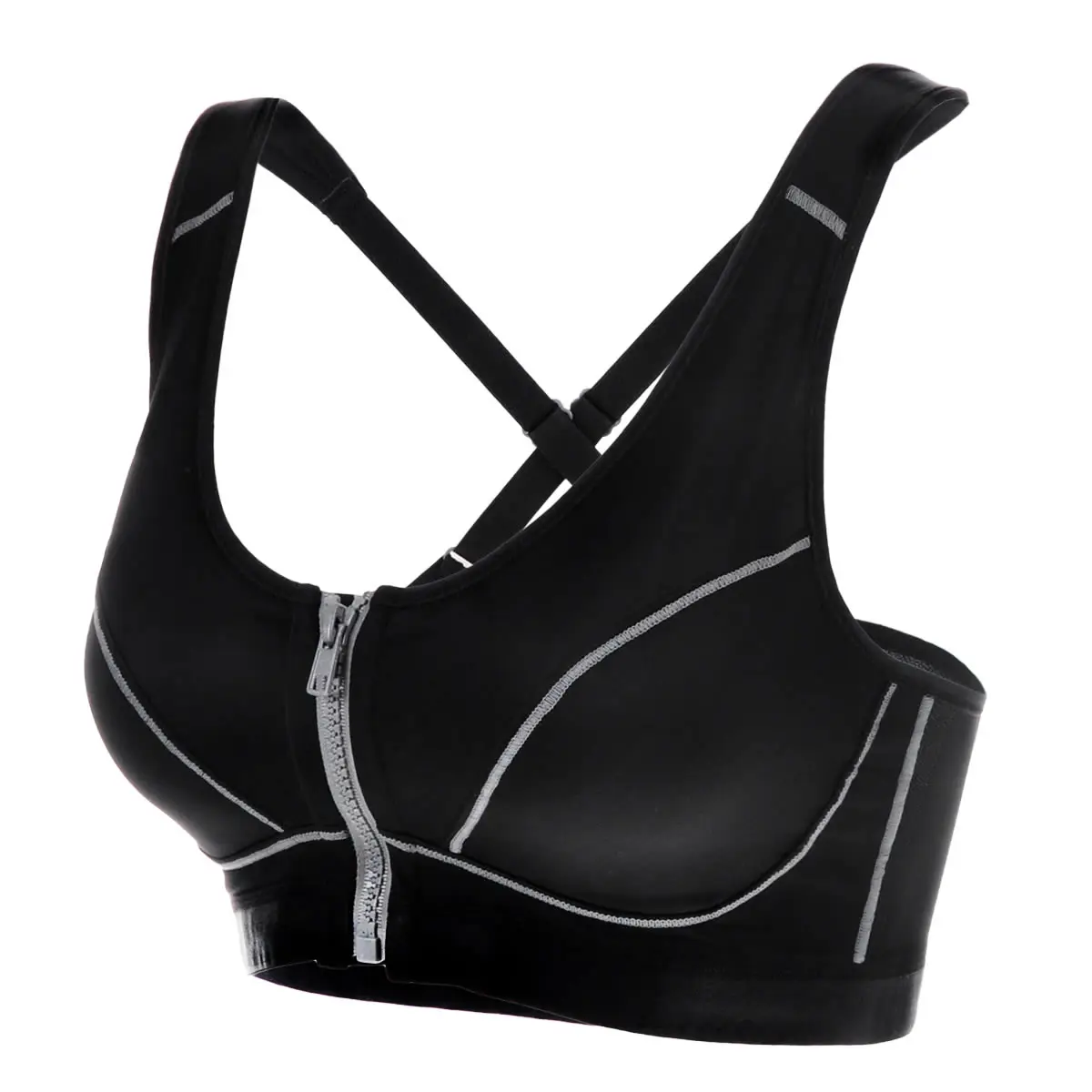 Black01 Женская Высокая ударная застежка спереди Racerback Полная поддержка фитнес-Бюстгальтер с подкладкой - Цвет: Black01