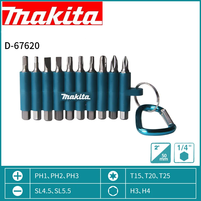 Набор насадок для Makita PH1 PH2 PH3 T15 T20 T25 SL4.5 SL5.5 H3 H4 D-67620
