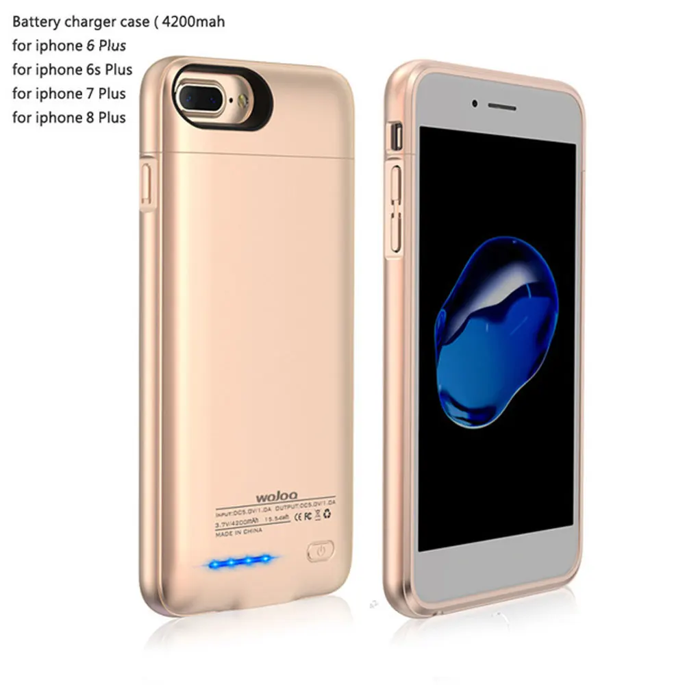 Чехол для зарядного устройства для iPhone 6, 6s, 7, 8 Plus, внешний аккумулятор, чехол, ультра тонкий внешний аккумулятор, чехол для зарядки iP6, 3000/4200 мА/ч - Цвет: Gold 6 6s 7 8 Plus