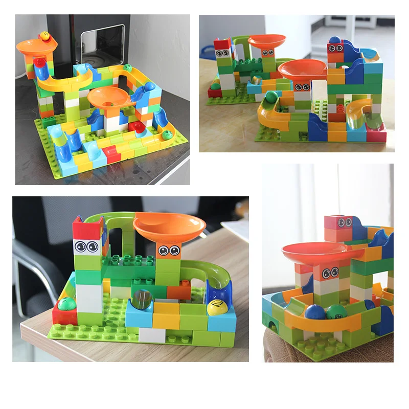 76pcs-101pcs-224шт строительные блоки Совместимые Duploed большой размер слайды замок