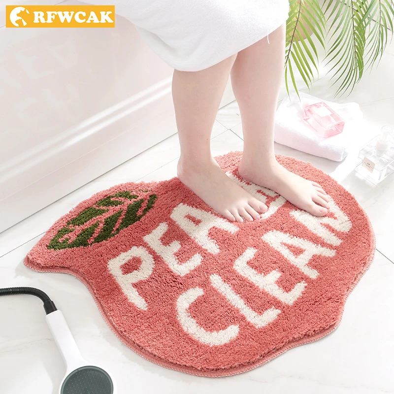 

Cartoon Fruit Door Mat Flocking Water Uptake Non-slip Doormat Lemon Peach Home Land Pad Bedroom Toilet Doorway Floor Mat