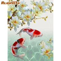 ruopoty 60x75cm frame painting by number for adults carp animal picture by numbers handpainted acrylic paint on canvas for home
