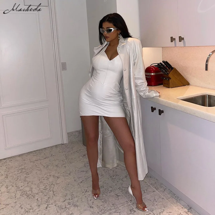 

Macheda autumn hang neck halter slim Mini Dress sexy V-neck show figure street-style dress office commute elegant fashion dress