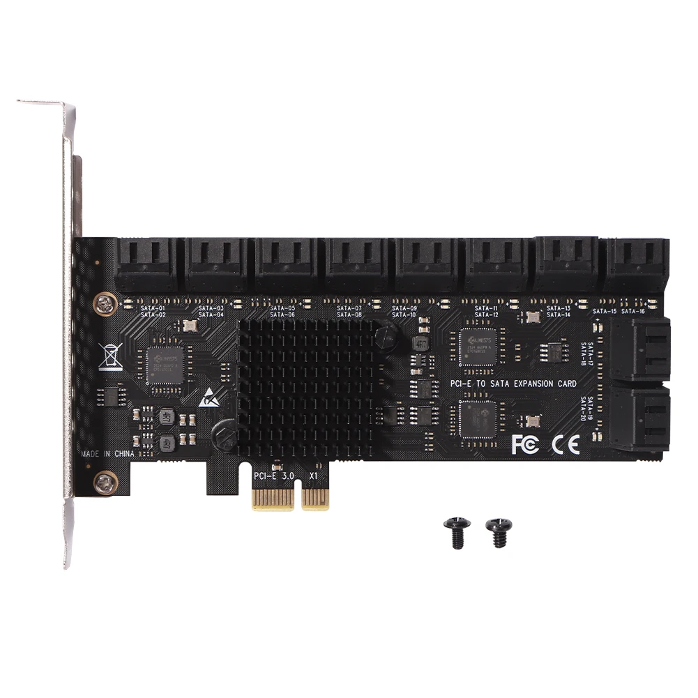 

Переходник PCIE SATA PCI-E для майнинга, 20-портовый контроллер SATA, PCI Express X1 на SATA3.0, 6 Гбит/с, плата расширения скорости интерфейса