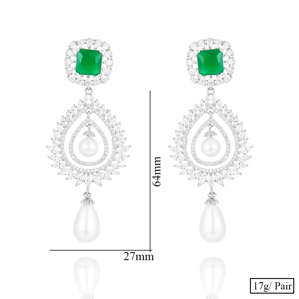 

SISCATHY 2020 Exquisite Waterdrop Pearls Dangle Earrings AAA Cubic Zirconia Sweet Pendant Shiny Earrings Party Accessories