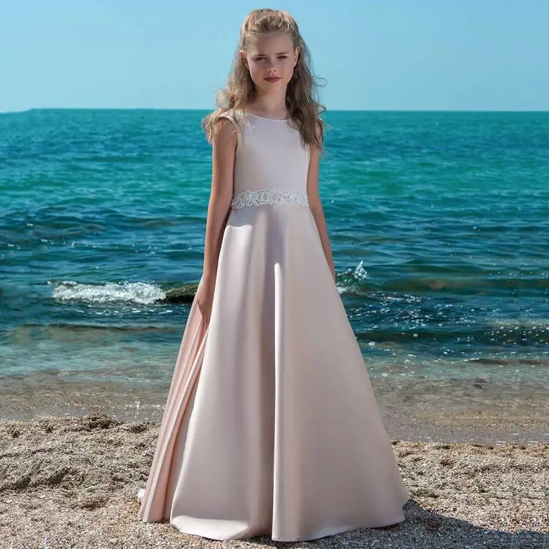 

gy Girls Pageant Dresses First Communion Dresses Pink Lovely Kids Evening Gowns Princess Lace Flower Girl Dresses