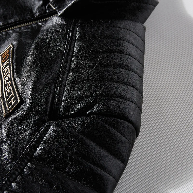 

Men Winter Leather Jacket Fashion Mens Patchwork Leather Bomber Jackets Fleece Thicken Warm Casual Motorcycle Coats Outwear