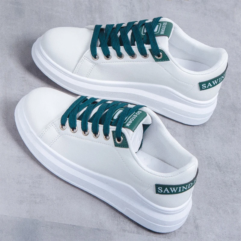 

Женские кроссовки на толстой подошве, Белые Повседневные туфли на шнуровке, с низким вырезом, 2020