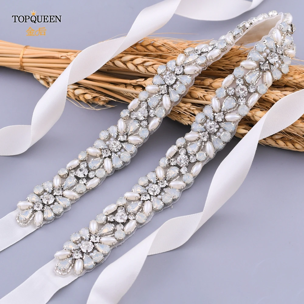 TOPQUEEN S450 свадебный пояс с бусинами для платьев опалом Свадебные ремни невесты