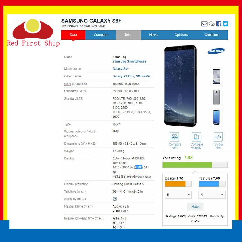 10 шт./лот сенсорный экран для Samsung Galaxy S8 G950 G950F / + plus G955 G955F Сенсорная панель