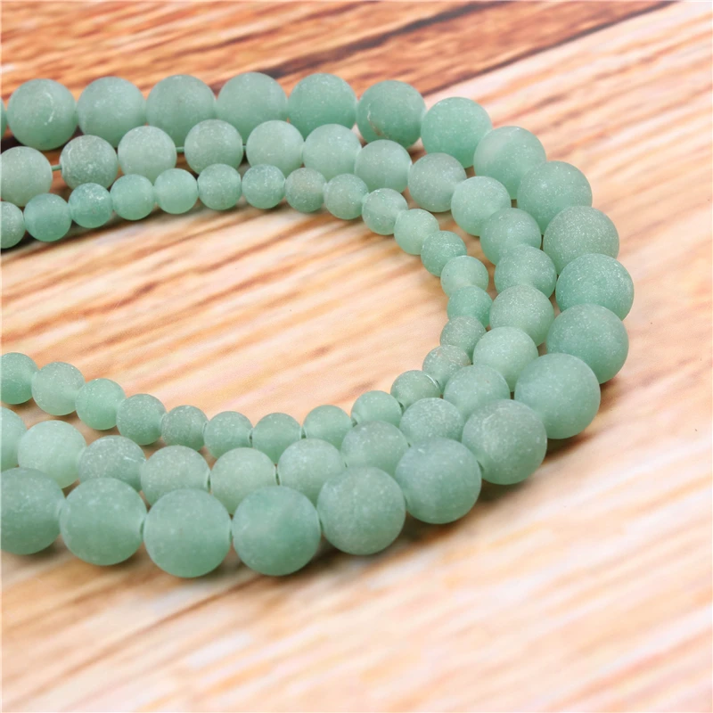 

4/6/8/10/12mm Frosted Green Tangling Natural Stone Beads Loose Stone Round Beads For DIY Jewelry Bracelet Necklace Make