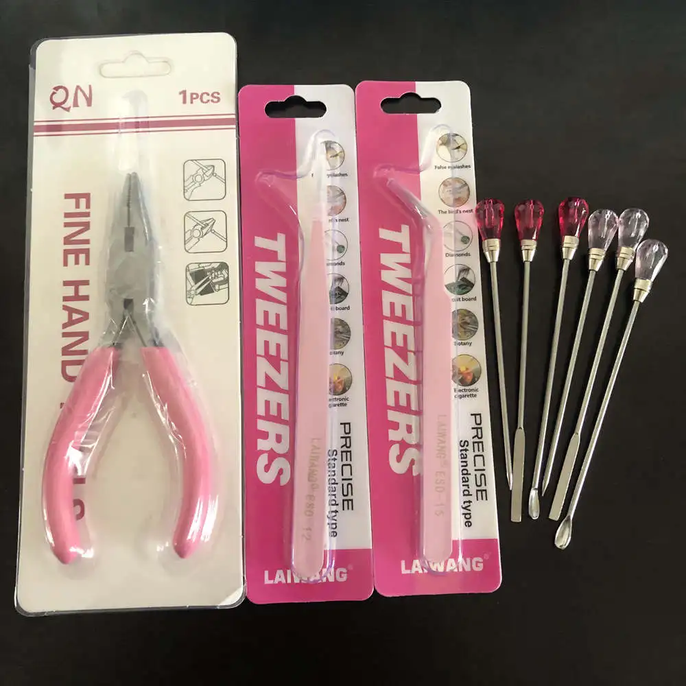 Розовые плоскогубцы пинцет инструмент мудлер тыкать иглу ложку набор