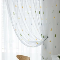christmas tree tulle curtains for living room modern embroidered voile sheer curtain treatments for child bedroom window drapes