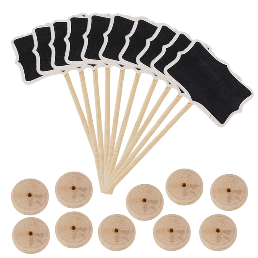 10 Pcs New Mini Wooden Number Blackboard Wood Chalkboard Table On Stick Stand Holder for Wedding Event Decoration |