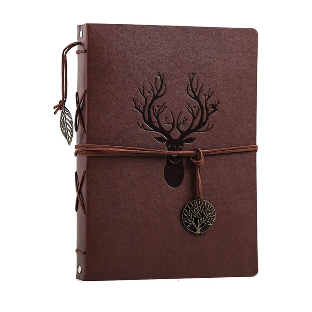 Кожаный клейкий фотоальбом коричневый 30 листов