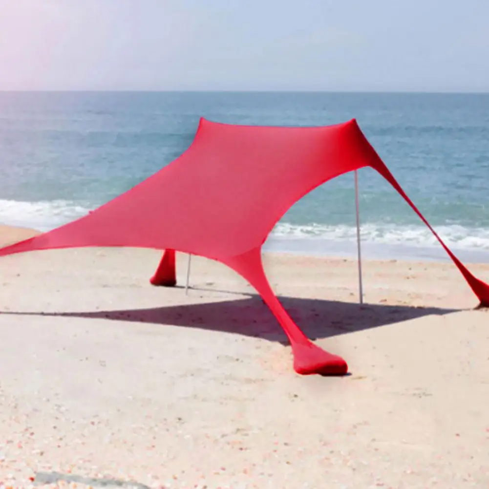 저렴한 해변 양산 경량 휴대용 태양 그늘 텐트, 샌드백 UPF50 + UV 대형 가족 캐노피 야외 해변 캠핑