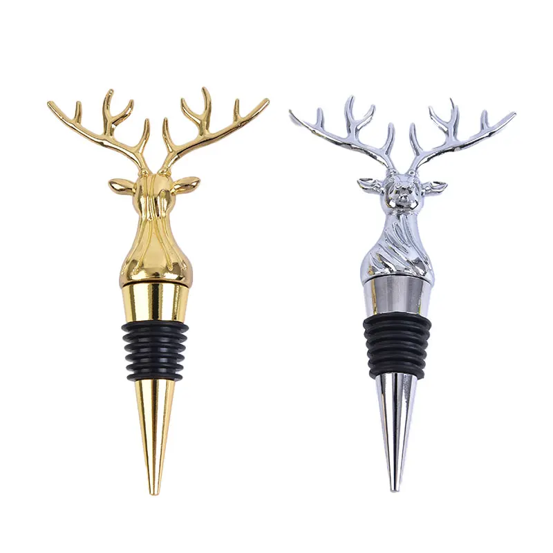 

1Pcs Stainless Steel Deer Stag Head Wine Pourer Unique Wine Bottle Stoppers Wine Aerators Bar Tools Christmas table decoration