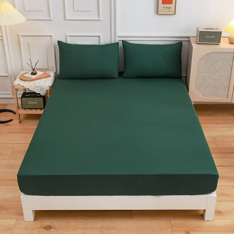 

Polyester Solid Clour Bed Fitted Sheet Mattress Cover Four Corners With Elastic Band Bed Sheet Bedroom (Need Order Pillowcases)