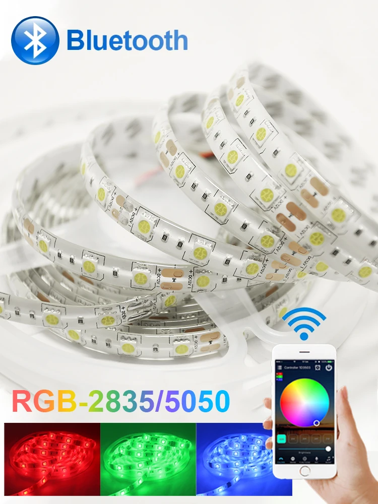Светодиодные ленты светильник s цветная (RGB) 5050 Водонепроницаемый гибкая лента DC