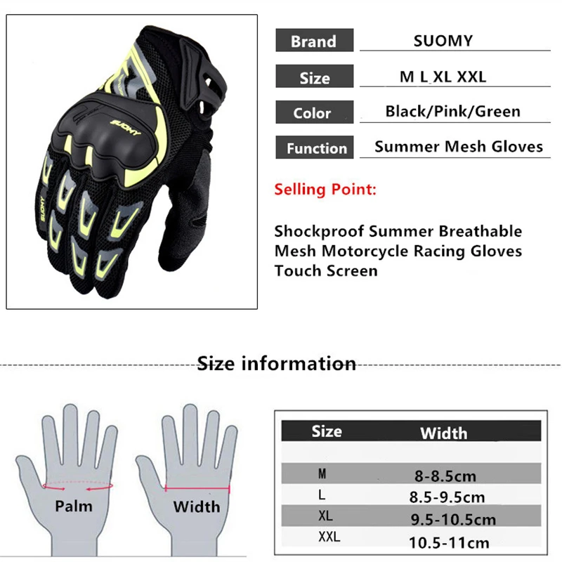 

Suomy Motorcycle gloves Summer Breathable Racing Luva Motoqueiro Guantes Motocicleta Luvas de Cycling ATV Rider Protector gloves