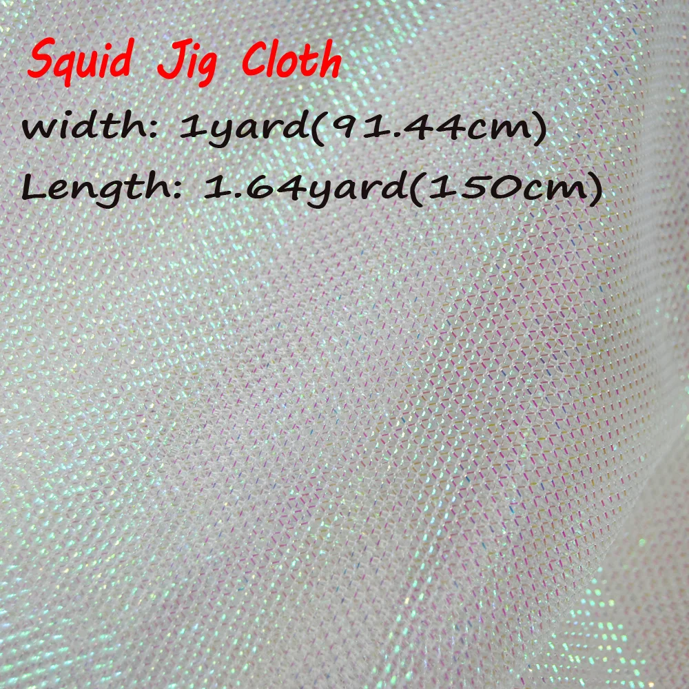 Bimoo 1 Yard Pearl White Flash Gold Green Red Black Silver Squid Jig Cloth Fishing Octopus Squid Hook DIY Material