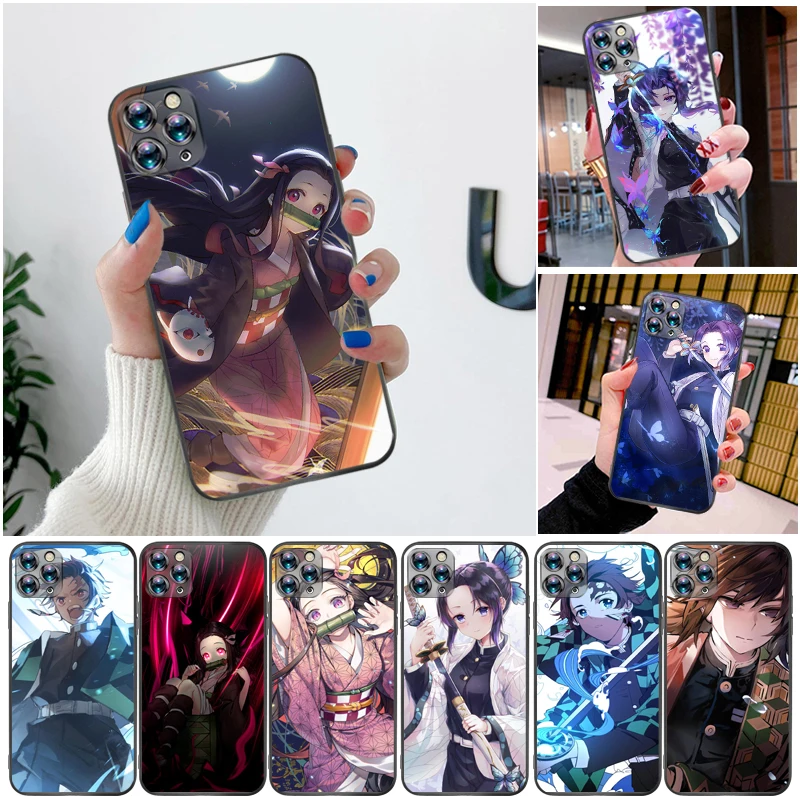 

Demon Slayer Kamado Tanjirou Kimetsu No Yaiba Agatsuma Zenitsu Kamado Nezuko Phone Case For iPhone XS MAX X XR Carcasa Coque