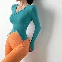 women long sleeve sport shirts girls elastic yoga top fitness t shirt clothing quickly dry fit gym sportswear workout