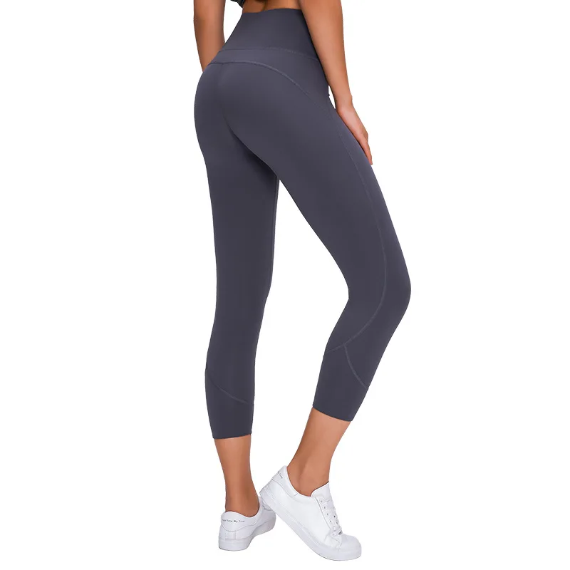 

Sports tight cropped pants women's high-waist hip-lifting three-dimensional stitching line fitness yoga pants