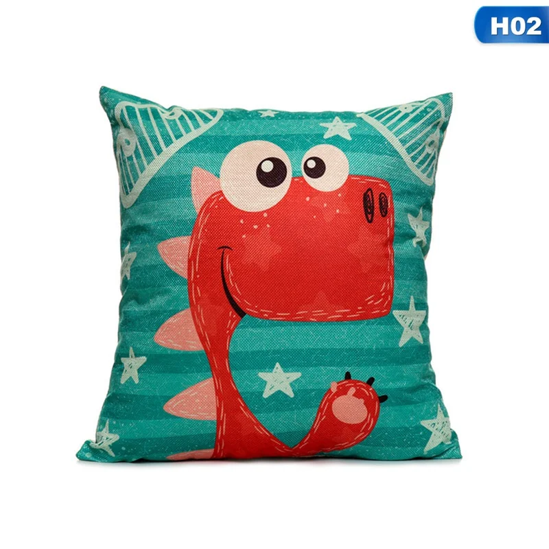 

Lovely Cartoon Dinosaur Print Cushion Cover Pillowcase For Kids Room Nursery Living Room Sofa Bed Decorative Pillow Cover