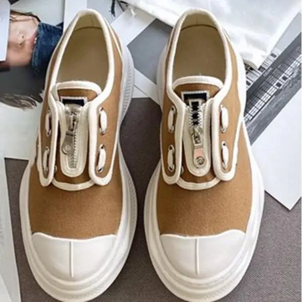 Оранжевые холщовые удобные дышащие женские кроссовки на плоской подошве со