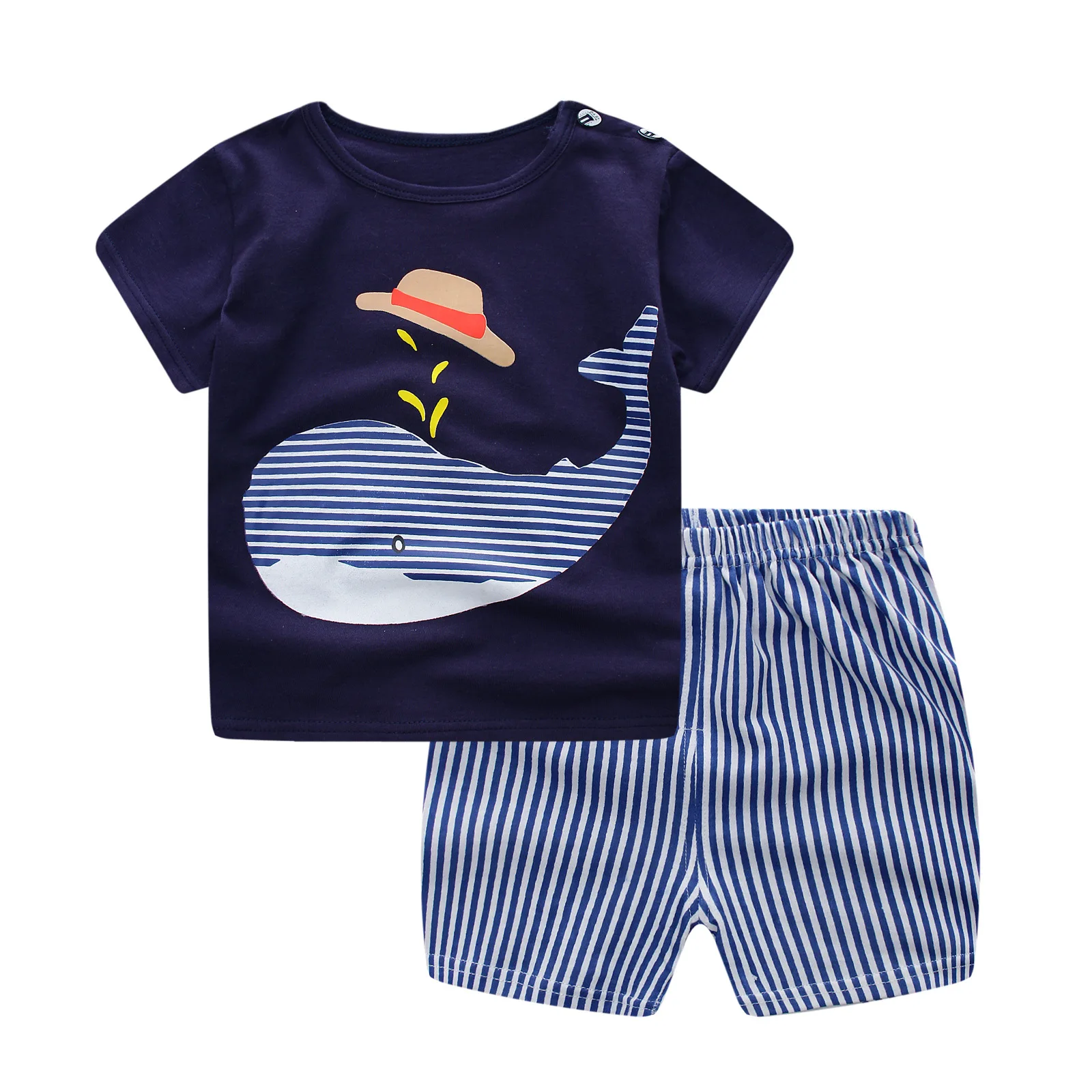 80-130cm Summer Baby Boy Clothes Cute Whale Children's Sets T-Shirt Denim Pants Cotton Kids Boys Children Clothing | Детская одежда