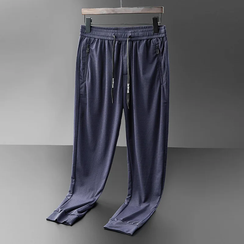 

Summer Thin Section Ice Silk Pants Men Casual Pants Breathable Mesh Male Quick Dry Air Conditioner Sweatpants