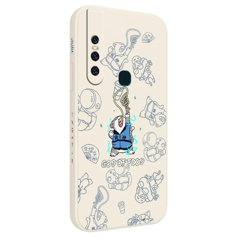 

Foodie Cat Silicone Phone Case For VIVO Y20i Y20 Y20S Y12S Y30 Y33S Y12 Y15 Y17 Y19 Y21 Y21S S1 Pro Y91 Y91i Y93 Y95 Back Cover