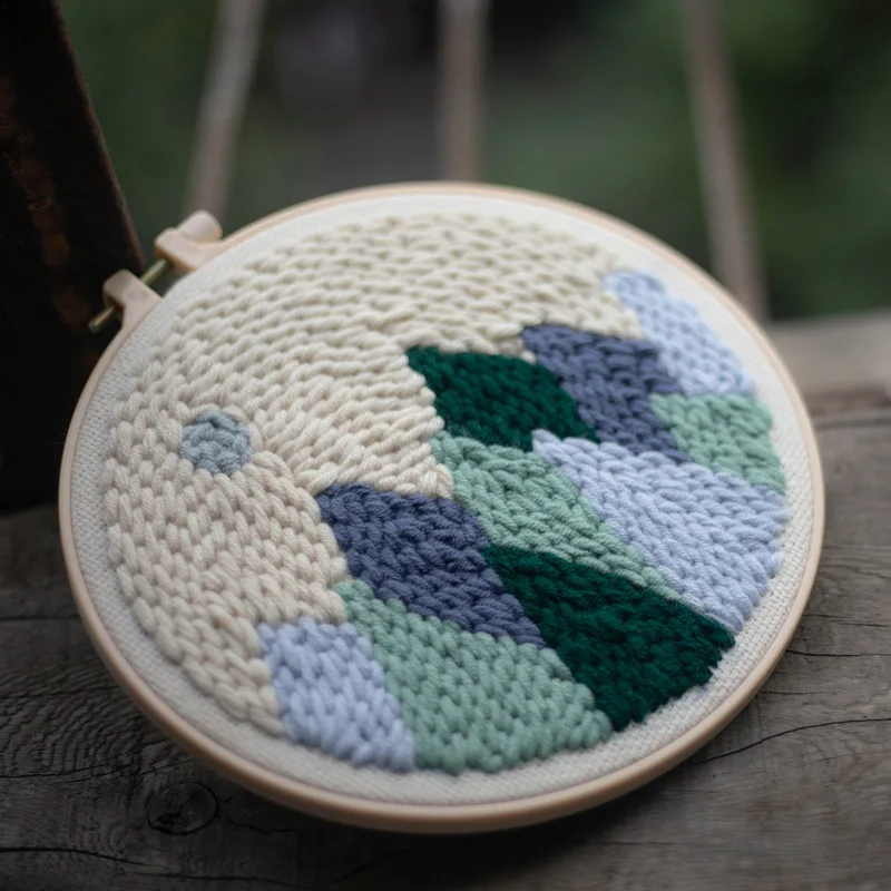 Набор для вышивания дырокол рисунок гор игла крестиком набор начинающих ручная