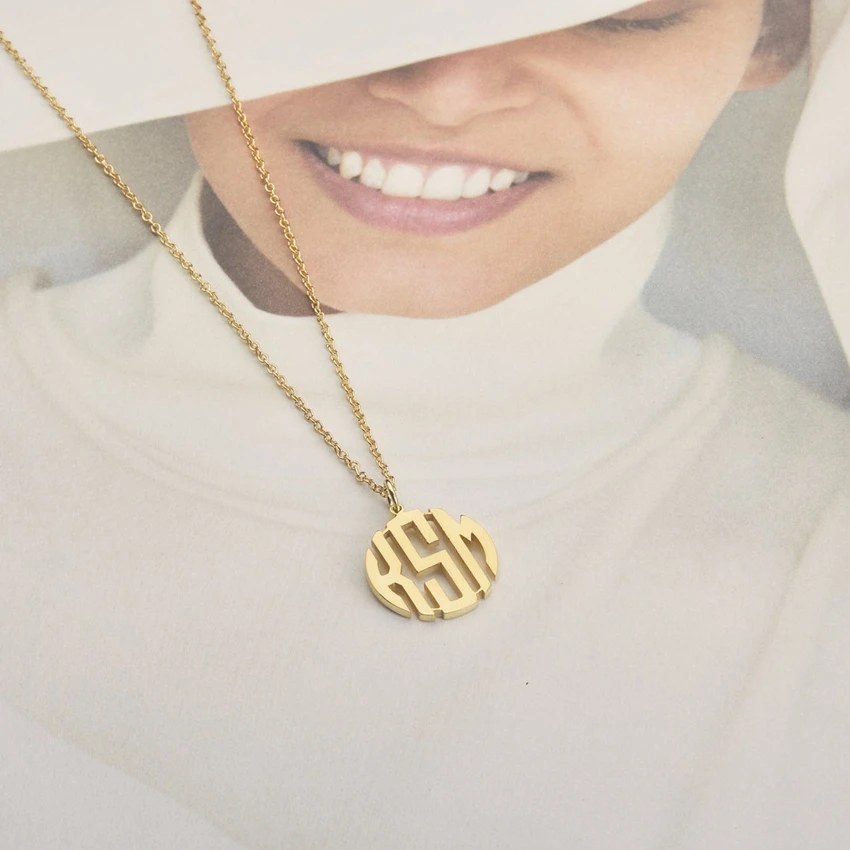 Ожерелье с монограммой кулон из нержавеющей стали персонализированное ожерелье
