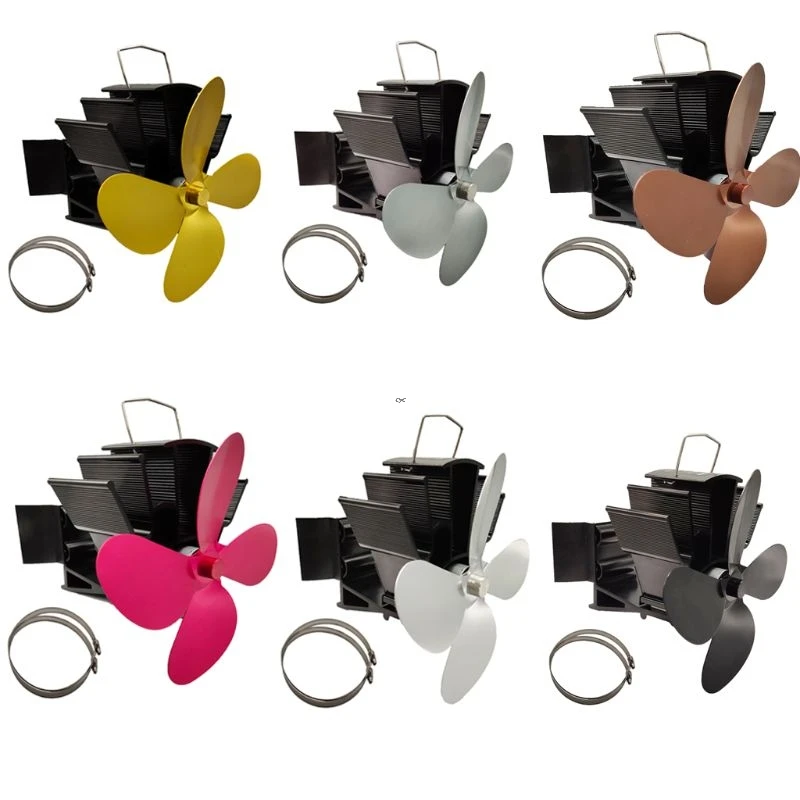 4 лезвия тепла питание камин для дома висячая топка вентилятор камина|Воздуходув|